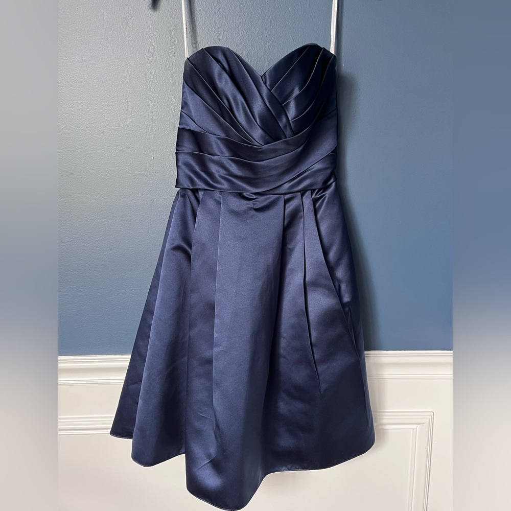 David's Bridal | Navy Blue strapless dress Size 6